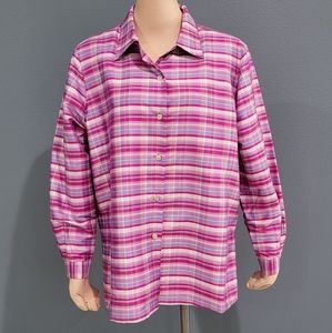 Silk Lore silk plaid blouse L
